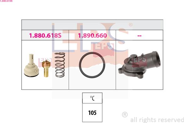 EPS 1.880.619K - Termostats, Dzesēšanas šķidrums www.autospares.lv