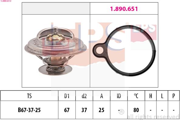 EPS 1.880.613 - Coolant thermostat / housing www.autospares.lv