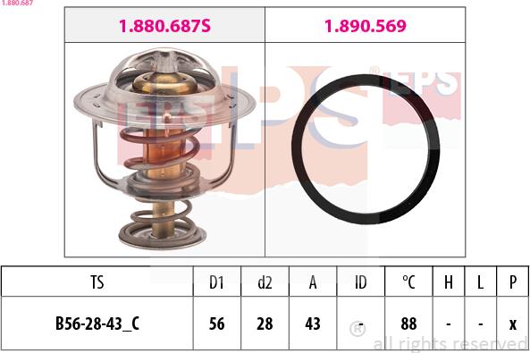 EPS 1.880.687 - Coolant thermostat / housing www.autospares.lv