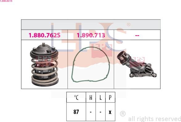 EPS 1.880.851K - Termostats, Dzesēšanas šķidrums www.autospares.lv