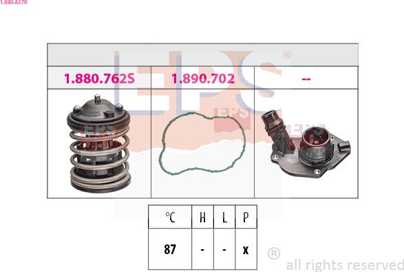 EPS 1.880.827K - Termostats, Dzesēšanas šķidrums www.autospares.lv