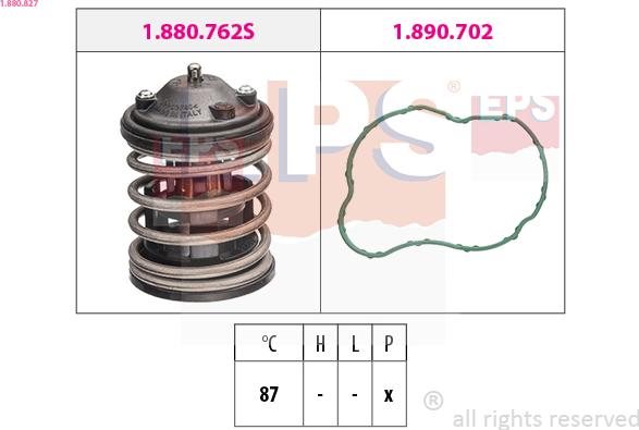 EPS 1.880.827 - Termostats, Dzesēšanas šķidrums www.autospares.lv