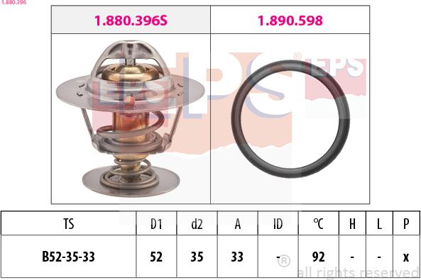 EPS 1.880.396 - Coolant thermostat / housing www.autospares.lv