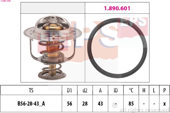 EPS 1.880.398 - Termostats, Dzesēšanas šķidrums www.autospares.lv