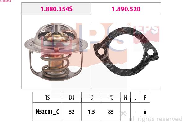 EPS 1.880.354 - Coolant thermostat / housing www.autospares.lv