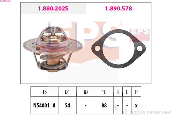 EPS 1.880.358 - Coolant thermostat / housing www.autospares.lv