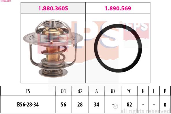 EPS 1.880.360 - Termostats, Dzesēšanas šķidrums www.autospares.lv