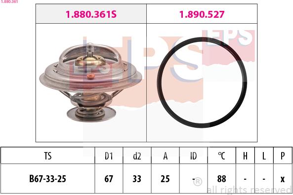 EPS 1.880.361 - Termostats, Dzesēšanas šķidrums www.autospares.lv