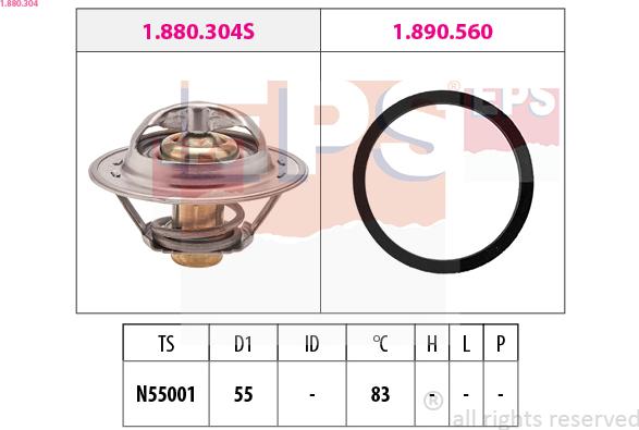 EPS 1.880.304 - Coolant thermostat / housing www.autospares.lv