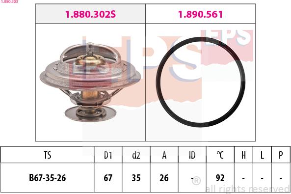 EPS 1.880.303 - Coolant thermostat / housing www.autospares.lv