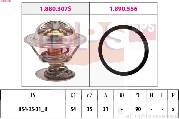 EPS 1.880.307 - Coolant thermostat / housing www.autospares.lv