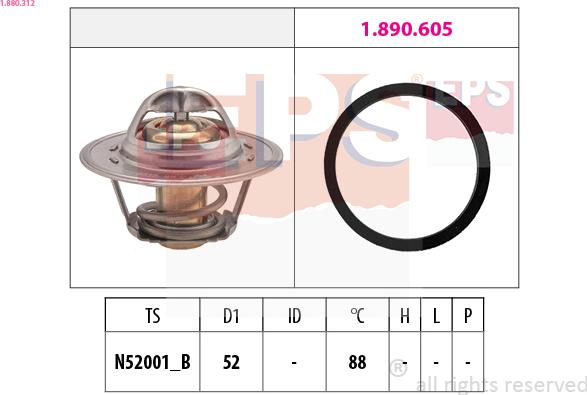 EPS 1.880.312 - Termostats, Dzesēšanas šķidrums autospares.lv