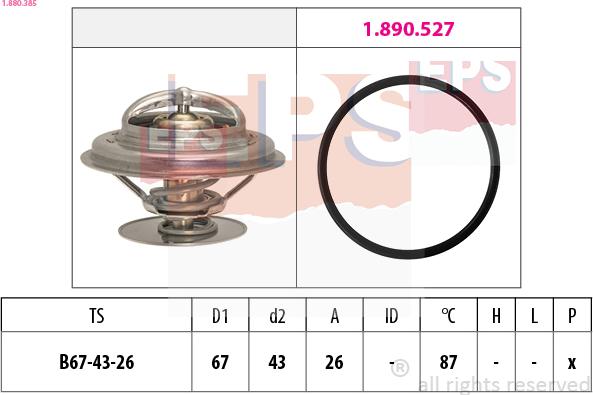 EPS 1.880.385 - Termostats, Dzesēšanas šķidrums autospares.lv