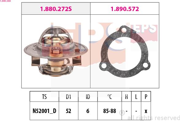 EPS 1.880.388 - Термостат охлаждающей жидкости / корпус www.autospares.lv