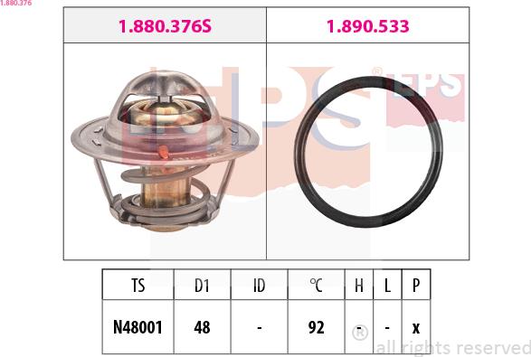 EPS 1.880.376 - Termostats, Dzesēšanas šķidrums autospares.lv