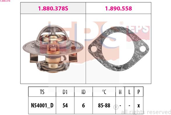 EPS 1.880.378 - Termostats, Dzesēšanas šķidrums www.autospares.lv