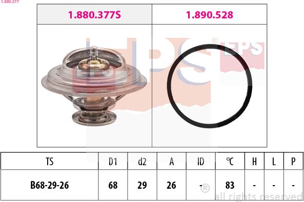 EPS 1.880.377 - Termostats, Dzesēšanas šķidrums www.autospares.lv