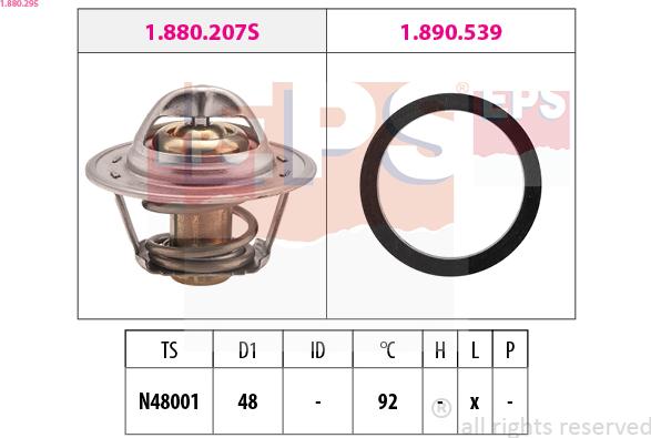 EPS 1.880.295 - Termostats, Dzesēšanas šķidrums autospares.lv