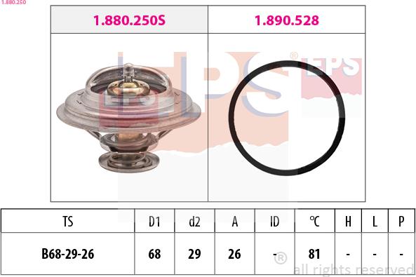 EPS 1.880.250 - Termostats, Dzesēšanas šķidrums www.autospares.lv