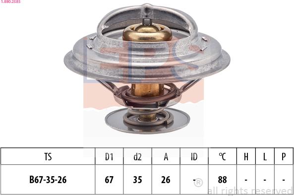 EPS 1.880.258S - Termostats, Dzesēšanas šķidrums www.autospares.lv