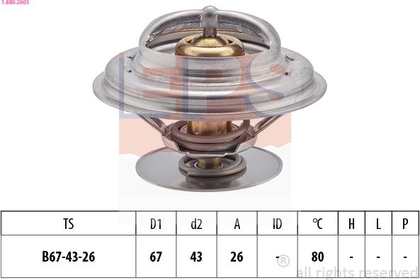 EPS 1.880.260S - Термостат охлаждающей жидкости / корпус www.autospares.lv