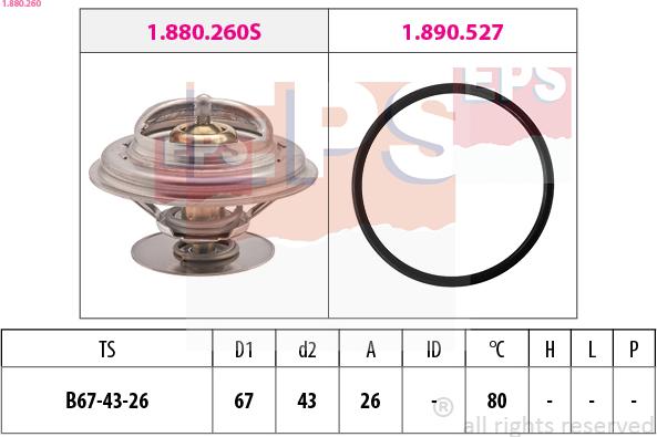 EPS 1.880.260 - Термостат охлаждающей жидкости / корпус www.autospares.lv