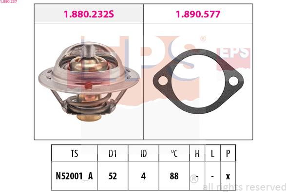 EPS 1.880.237 - Termostats, Dzesēšanas šķidrums www.autospares.lv