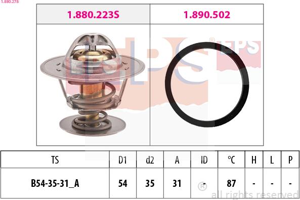 EPS 1.880.278 - Termostats, Dzesēšanas šķidrums autospares.lv