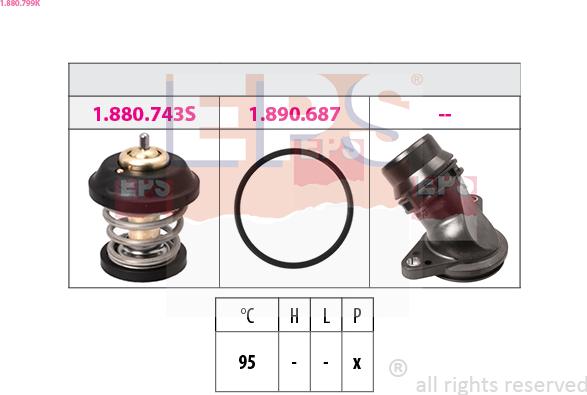 EPS 1.880.799K - Coolant thermostat / housing www.autospares.lv