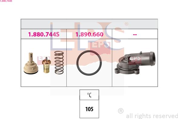 EPS 1.880.744K - Termostats, Dzesēšanas šķidrums www.autospares.lv