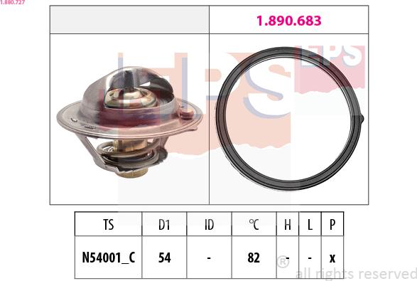 EPS 1.880.727 - Coolant thermostat / housing www.autospares.lv