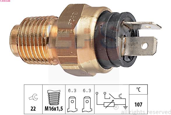 EPS 1.830.526 - Devējs, Dzesēšanas šķidruma temperatūra www.autospares.lv