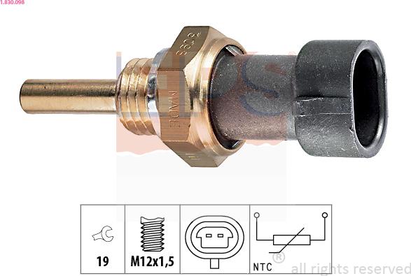 EPS 1.830.098 - Датчик, температура масла www.autospares.lv