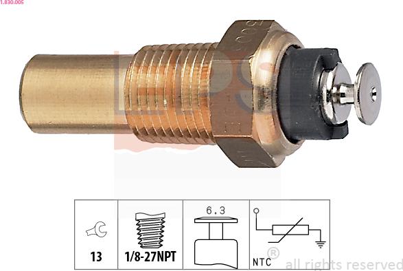 EPS 1.830.005 - Sensor, coolant temperature www.autospares.lv