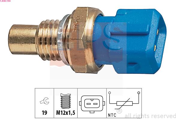 EPS 1.830.194 - Sensor, coolant temperature www.autospares.lv