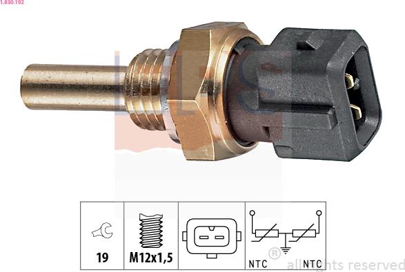 EPS 1.830.192 - Датчик, температура охлаждающей жидкости www.autospares.lv