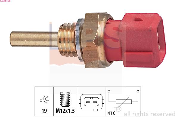 EPS 1.830.155 - Датчик, температура охлаждающей жидкости www.autospares.lv