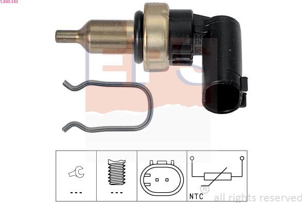 EPS 1.830.343 - Sensor, coolant temperature www.autospares.lv