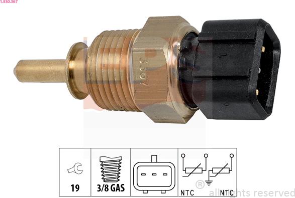 EPS 1.830.367 - Devējs, Dzesēšanas šķidruma temperatūra www.autospares.lv