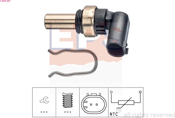 EPS 1.830.387 - Devējs, Dzesēšanas šķidruma temperatūra www.autospares.lv