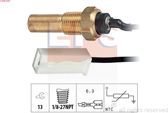 EPS 1.830.250 - Датчик, температура масла www.autospares.lv