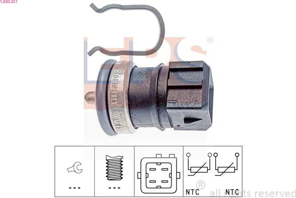 EPS 1.830.251 - Sensor, coolant temperature www.autospares.lv