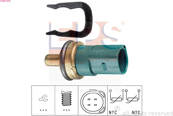 EPS 1.830.258 - Sensor, coolant temperature www.autospares.lv