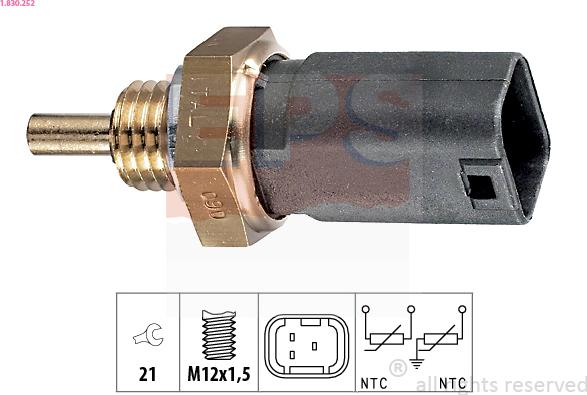 EPS 1.830.252 - Датчик, температура охлаждающей жидкости www.autospares.lv