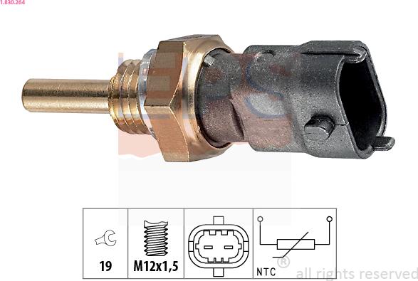 EPS 1.830.264 - Датчик, температура охлаждающей жидкости www.autospares.lv