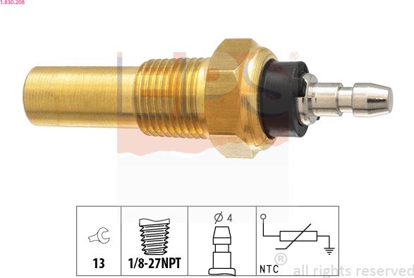 EPS 1.830.208 - Devējs, Dzesēšanas šķidruma temperatūra www.autospares.lv