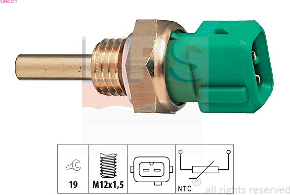 EPS 1.830.211 - Датчик, температура охлаждающей жидкости www.autospares.lv