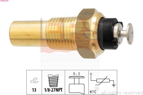 EPS 1.830.235 - Devējs, Dzesēšanas šķidruma temperatūra www.autospares.lv