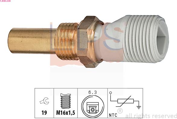 EPS 1.830.238 - Devējs, Dzesēšanas šķidruma temperatūra www.autospares.lv