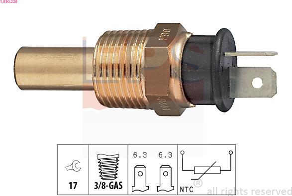 EPS 1.830.228 - Devējs, Dzesēšanas šķidruma temperatūra www.autospares.lv